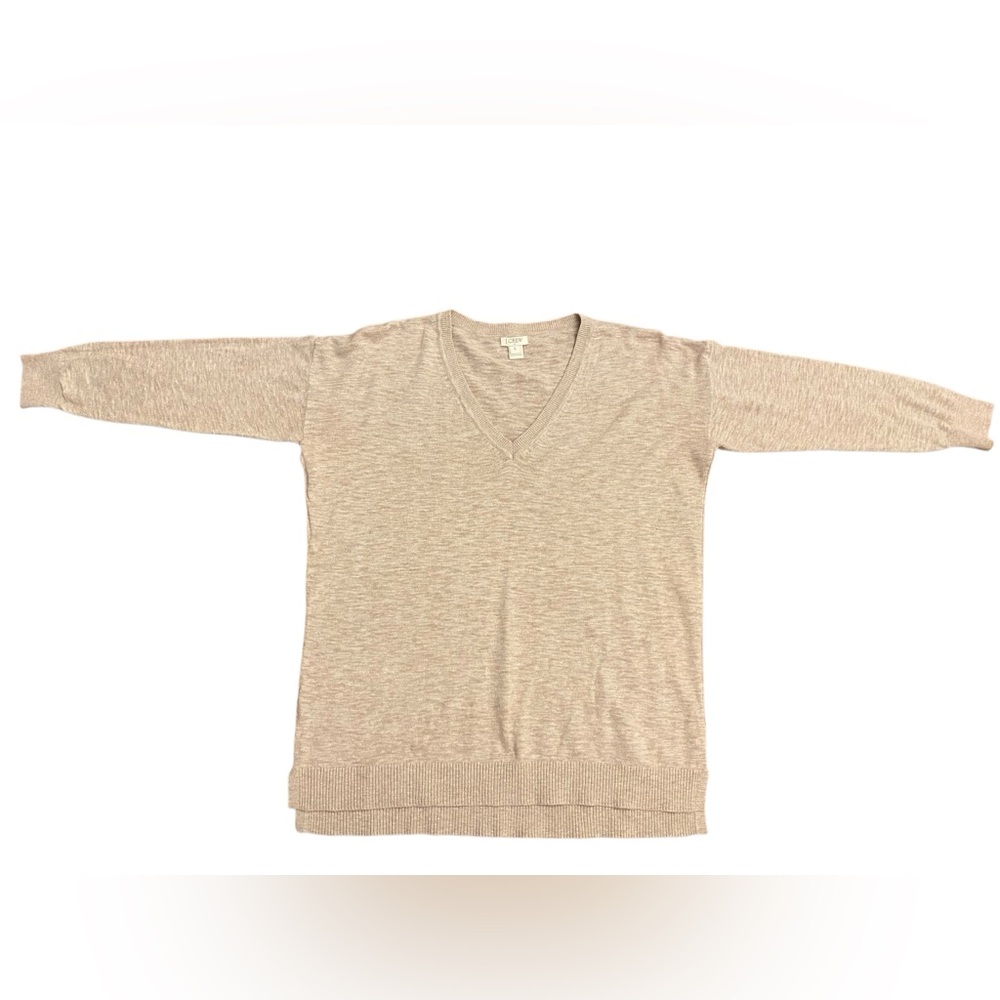 📌 EUC J. Crew Classic Cotton 3/4 Sleeve Sweater in Oatmeal | Women’s Size Small